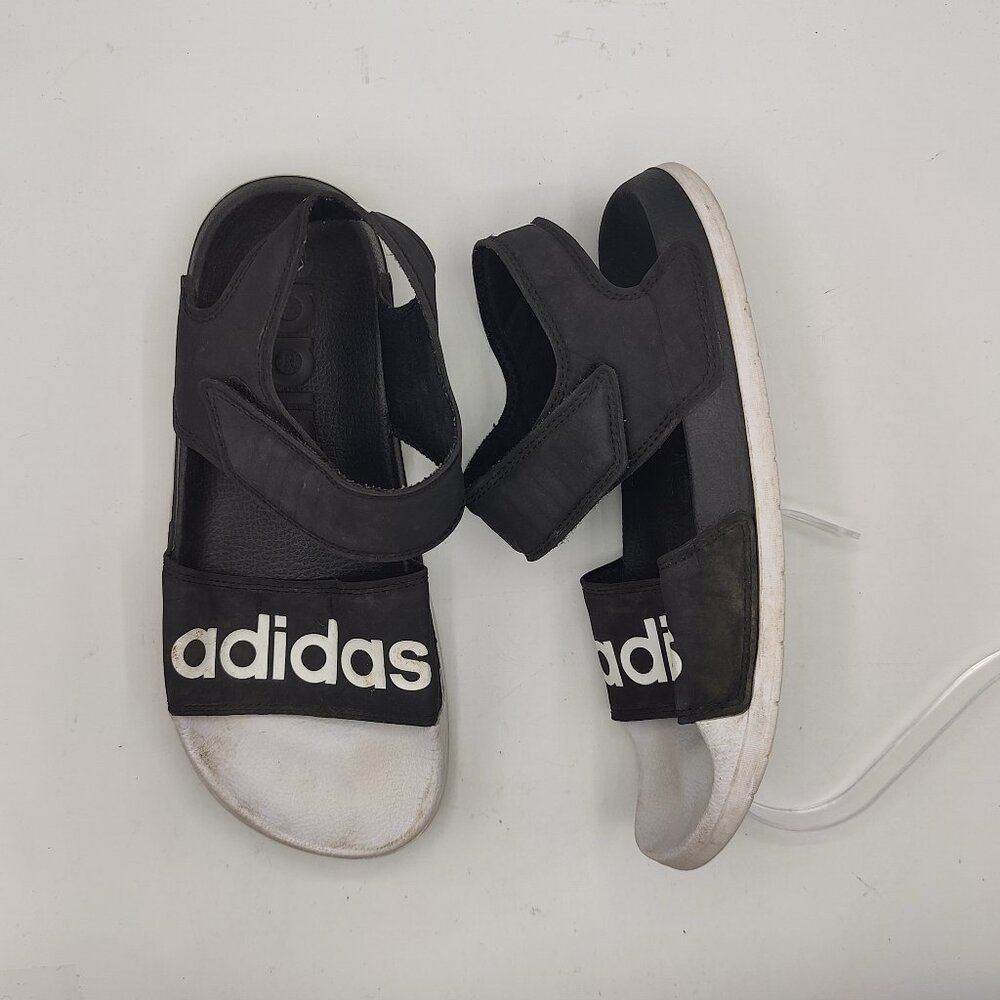 Adidas womens 7 Adilette Sandals G28695 Black White Ankle Strap hook & loop